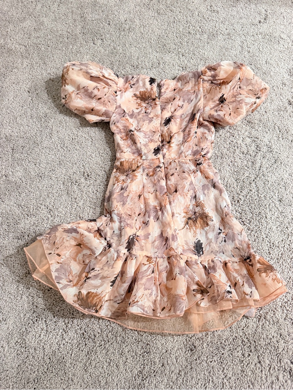 Peach Floral Ruffle Dress - Picture 2 of 2